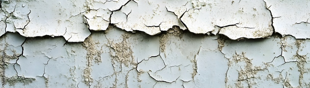 Obraz premium Cracked and Peeling White Paint on a Weathered Surface