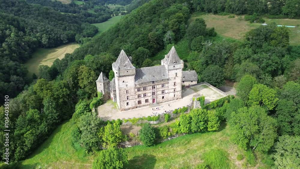 drone video Messilhac castle France europe drone video Messilhac castle France europe