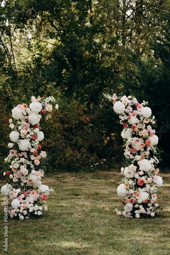 Wedding flower arch for an outdoor wedding. A floral meeting place for the bride and groom.