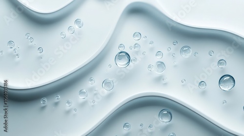 Water drops and bubbles on an abstract 3D background for clean design