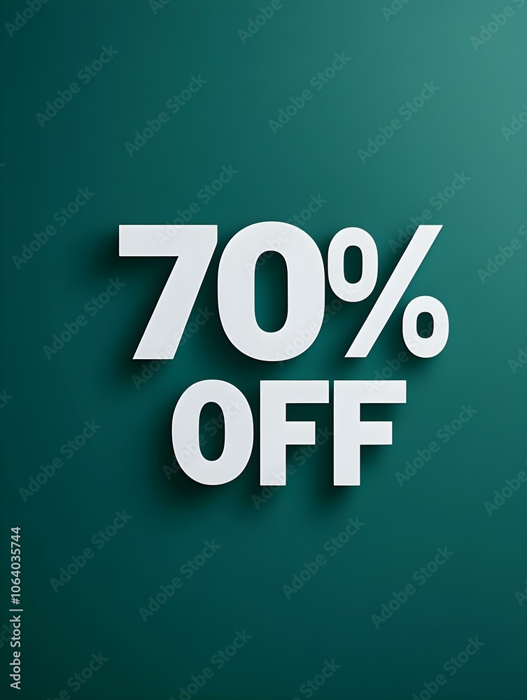 White '70% OFF' Promotional Sign on a Emerald Background White '70% OFF' Promotional Sign on a Emerald Background