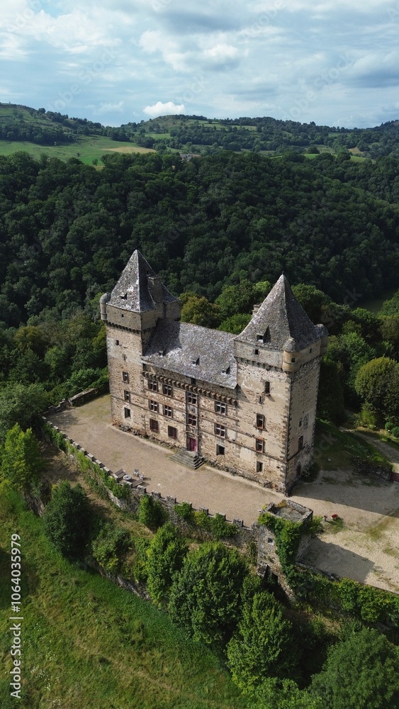 drone photo Messilhac castle france europe drone photo Messilhac castle france europe