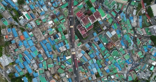 Arial Drone View Of Gamcheon Culture Village In Busan, South Korea, Korea Travel