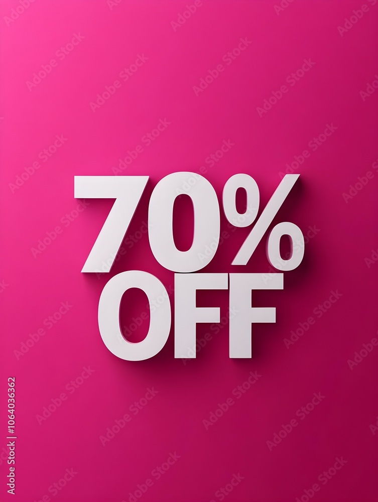 White '70% OFF' Promotional Sign on a Fuchsia Background
