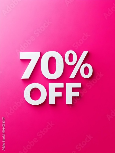 White '70% OFF' Promotional Sign on a Fuchsia Background