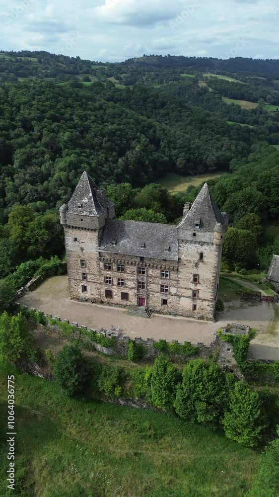 drone video Messilhac castle France europe drone video Messilhac castle France europe