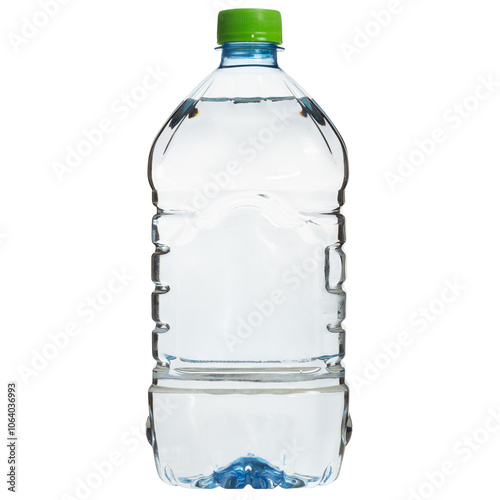 Plastic transparent bottle of water 1 liters from a supermarket isolated on a white background. Photos for catalogs of marketplaces and online stores, close-up in excellent quality. photo