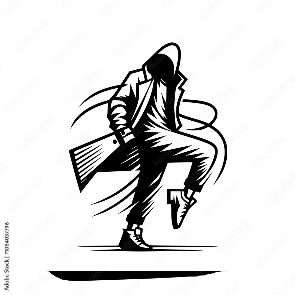 Obraz premium Black and White Vector Silhouettes of Dancers in Aesthetic and Dynamic Poses – Minimalist Art for Motion and Expression