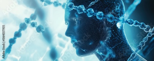 Genetic research focused on human biology with digital technology