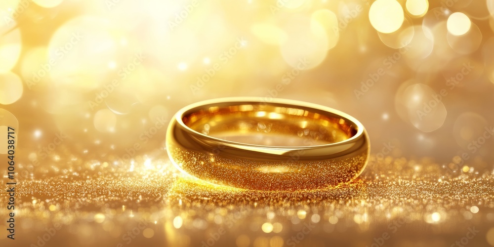 A polished gold ring icon, set against a soft-focus background, with subtle light effects creating an elegant look A polished gold ring icon, set against a soft-focus background, with subtle light effects creating an elegant look