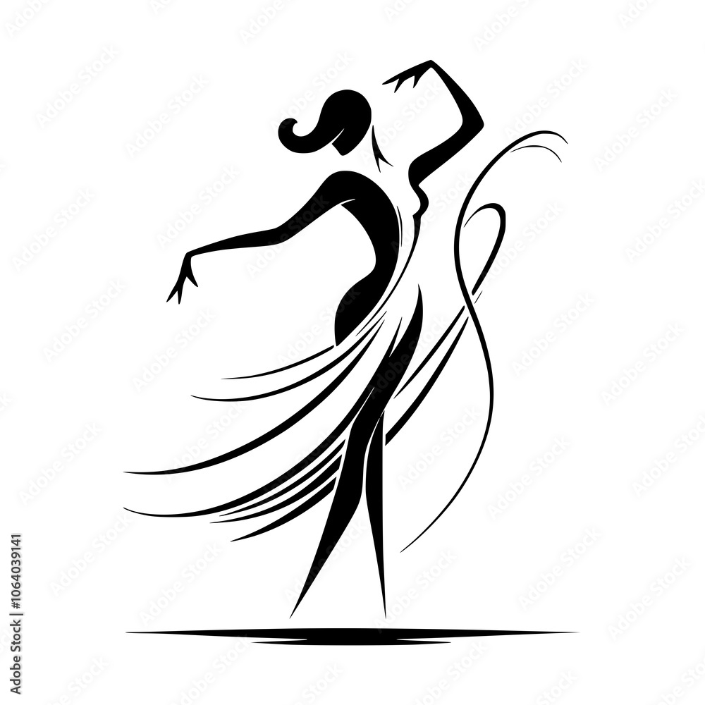 Fototapeta premium Black and White Vector Silhouettes of Dancers in Aesthetic and Dynamic Poses – Minimalist Art for Motion and Expression