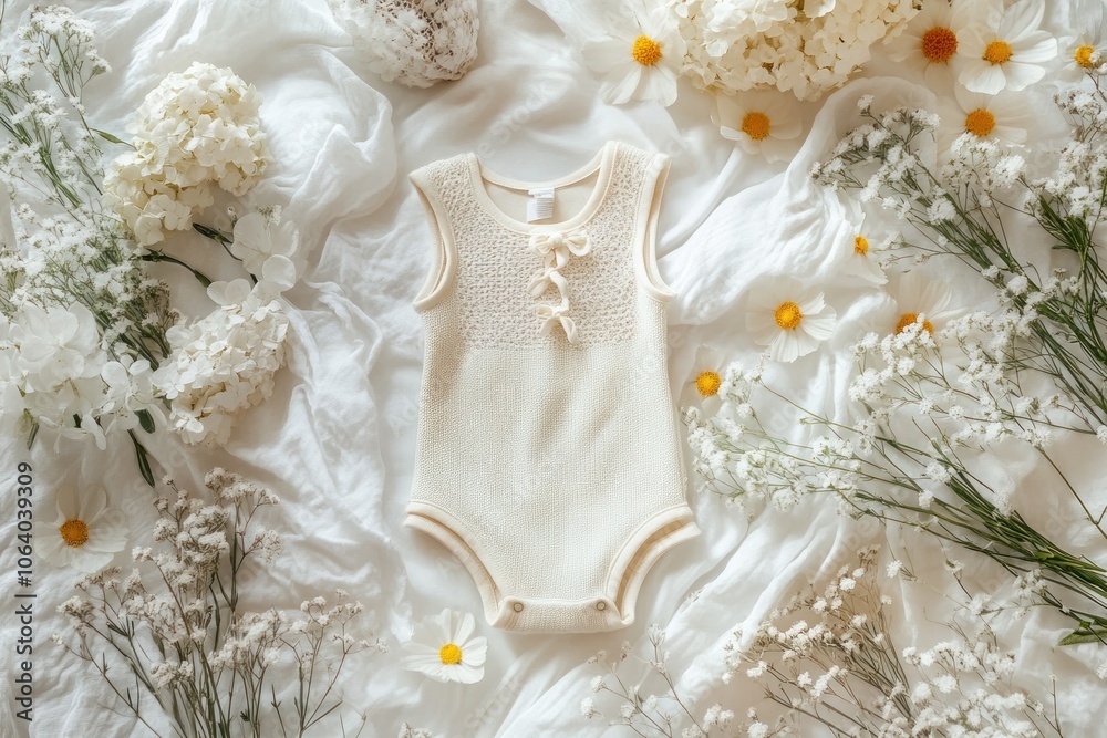 Elegant Baby Bodysuit Surrounded by Flowers Elegant Baby Bodysuit Surrounded by Flowers
