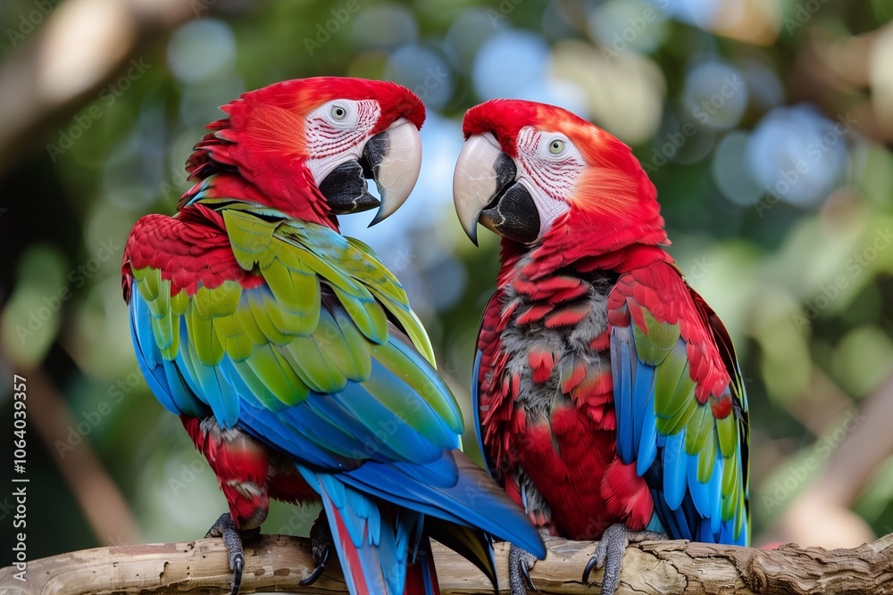 Fototapeta premium two macaws on a branch