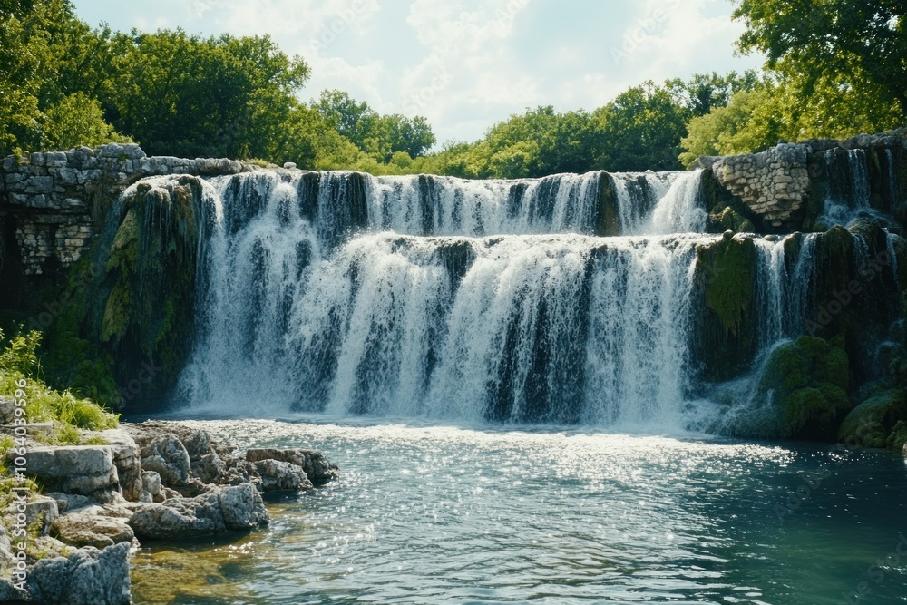 Serene Waterfall Amidst Lush Greenery Serene Waterfall Amidst Lush Greenery
