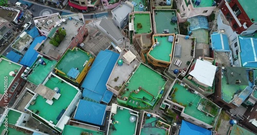 Arial Drone View Of Gamcheon Culture Village In Busan, South Korea, Korea Travel