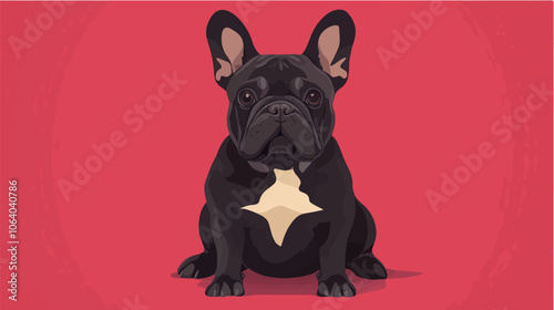 Flat illustration of French bulldog. Dog. Man's best friend.