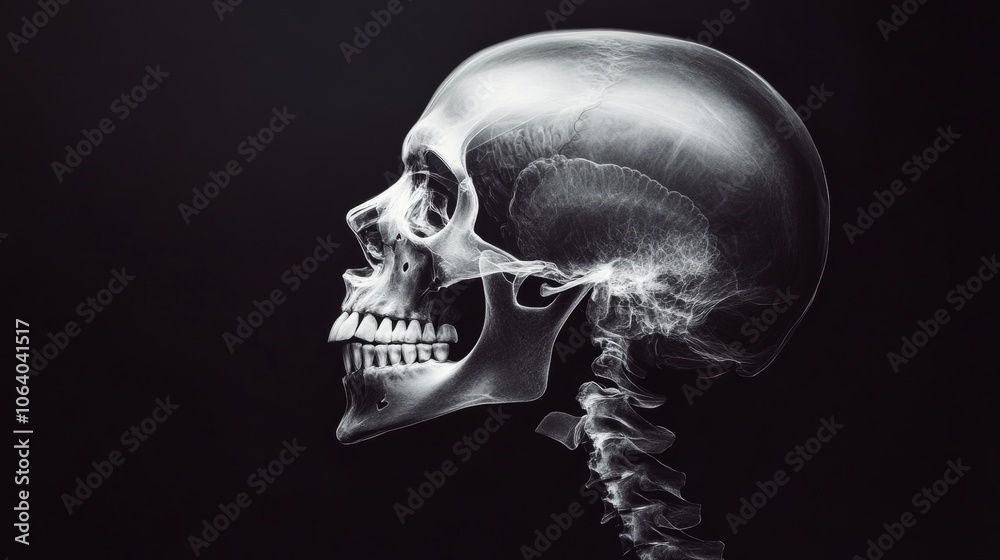 X-ray Image of a Human Skull with Subtle Shading for Medical or Educational Use Generative AI X-ray Image of a Human Skull with Subtle Shading for Medical or Educational Use Generative AI