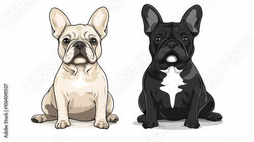 Flat illustration of French bulldog. Dog. Man's best friend.