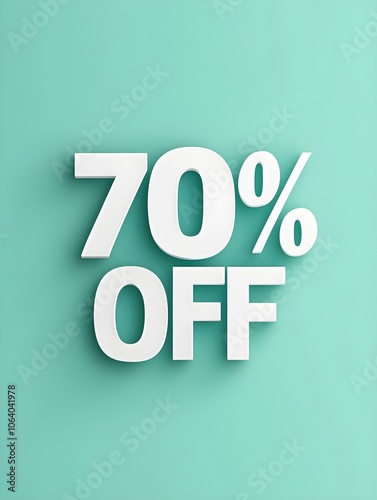 White '70% OFF' Promotional Sign on a Light Green Background