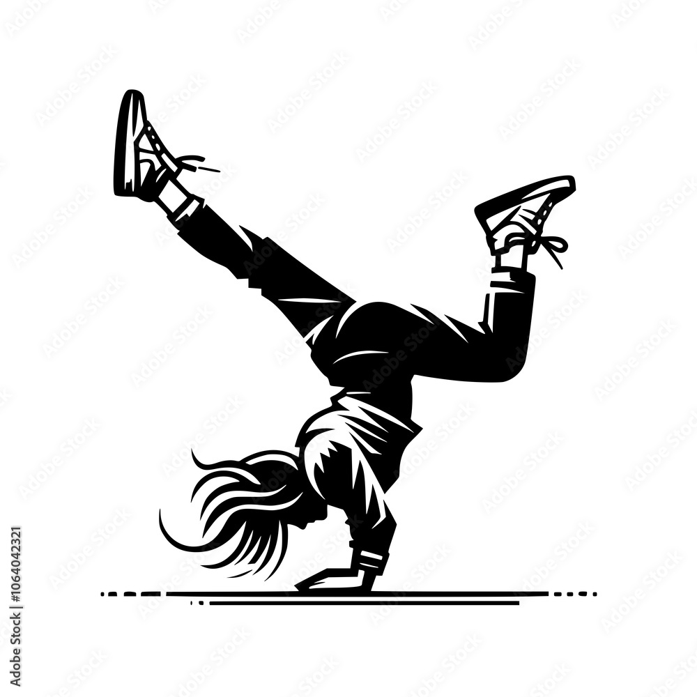 Fototapeta premium Black and White Vector Silhouettes of Dancers in Aesthetic and Dynamic Poses – Minimalist Art for Motion and Expression