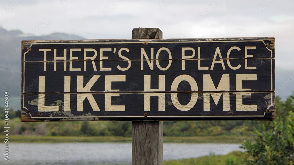 Weathered sign with the saying There's no place like home. Weathered sign with the saying There's no place like home.