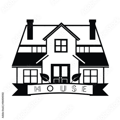 a black and white logo of a house