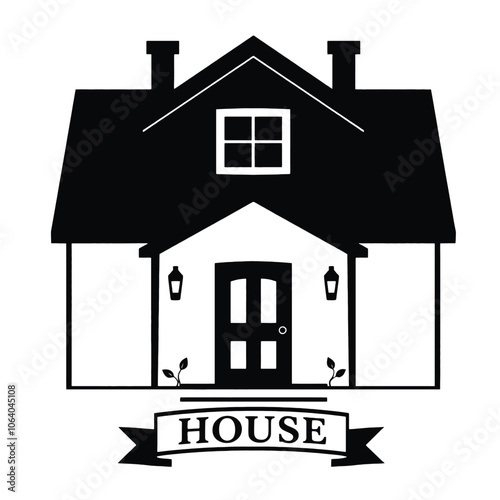 a black and white logo of a house