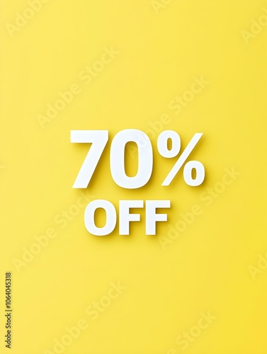 White '70% OFF' Promotional Sign on a Light Yellow Background