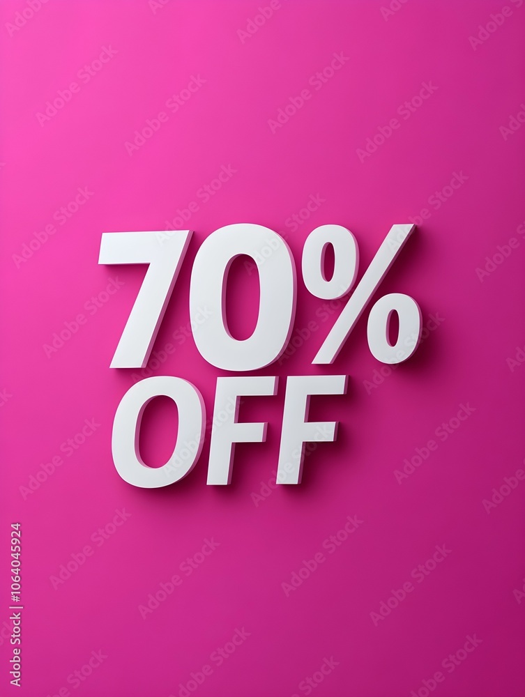 White '70% OFF' Promotional Sign on a Magenta Background White '70% OFF' Promotional Sign on a Magenta Background