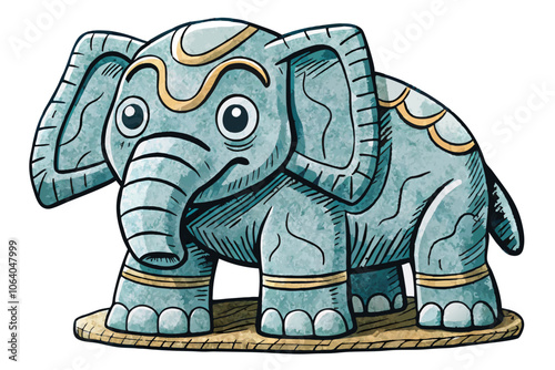 stony elephant statue vector on white isolated background, hand drawn sketch photo