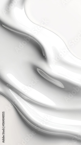 Swirling white cream creates an elegant masterpiece on a soft, light background in a captivating top view close-up