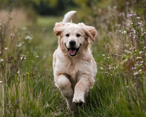 golden retriever running puppy