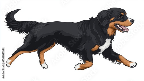 Running Appenzeller Sennenhund Silhouette: Vector Illustration of Mountain Dog photo