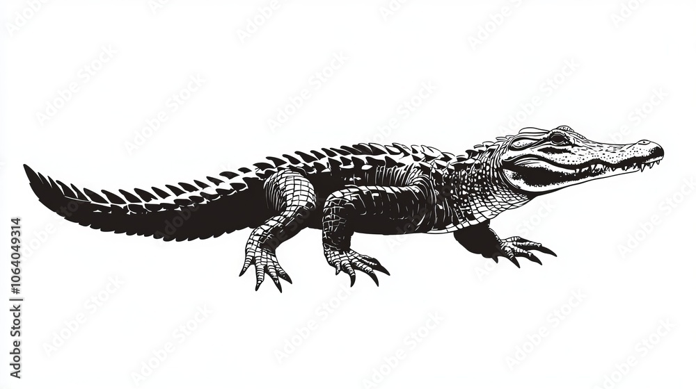 Alligator Silhouette Vector Illustration: Symbol of Wild Predator and Reptilian Danger Alligator Silhouette Vector Illustration: Symbol of Wild Predator and Reptilian Danger