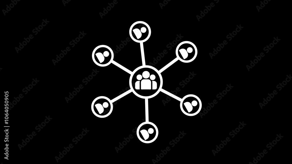 Animation of network of connections with digital icons . digital interface connection and communication concept digitally generated animation.. Animation of network of connections with digital icons . digital interface connection and communication concept digitally generated animation..