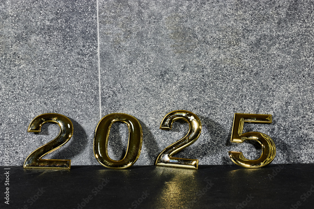 golden numbers 2025 two thousand twenty five new year near a marble gray wall golden numbers 2025 two thousand twenty five new year near a marble gray wall