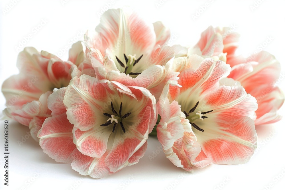 Beautiful bouquet of pink and white tulips arranged elegantly on a bright background Beautiful bouquet of pink and white tulips arranged elegantly on a bright background