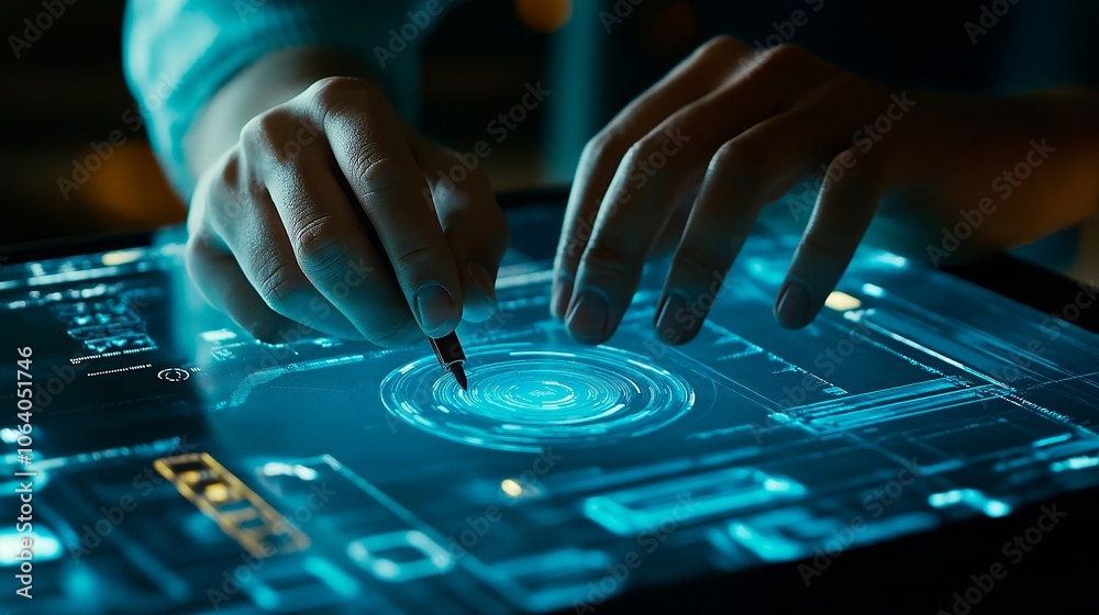 Obraz premium Double exposure of businessman's hands typing on computer