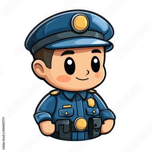 Police Officer Walking in Side Profile