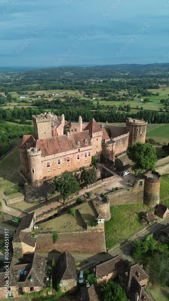 drone video Castelnau-Bretenoux castle france europe drone video Castelnau-Bretenoux castle france europe