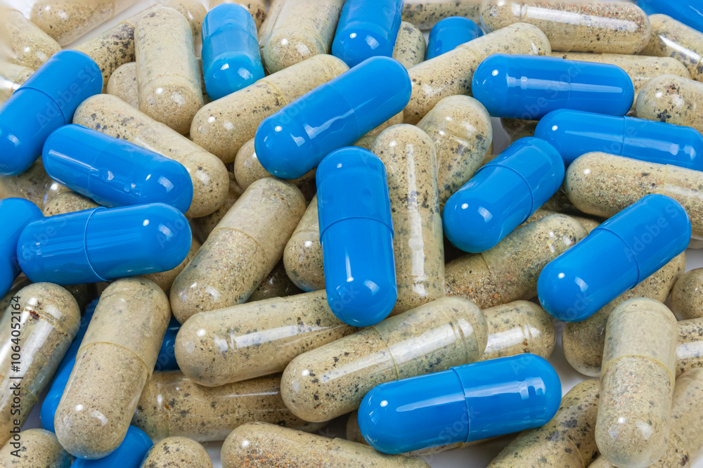 Assorted Capsules with Blue and Transparent Shells Assorted Capsules with Blue and Transparent Shells