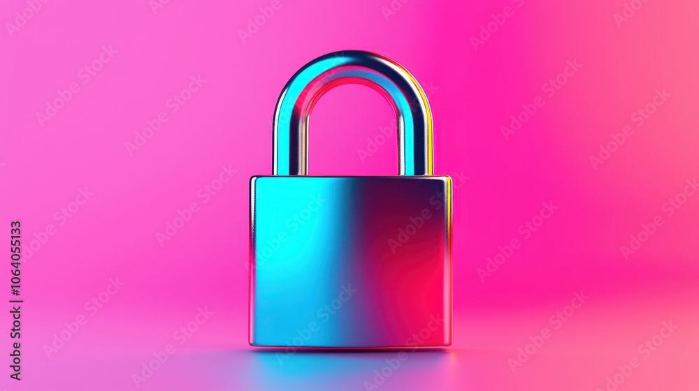vibrant 3D padlock symbolizing security and protection against threats vibrant 3D padlock symbolizing security and protection against threats