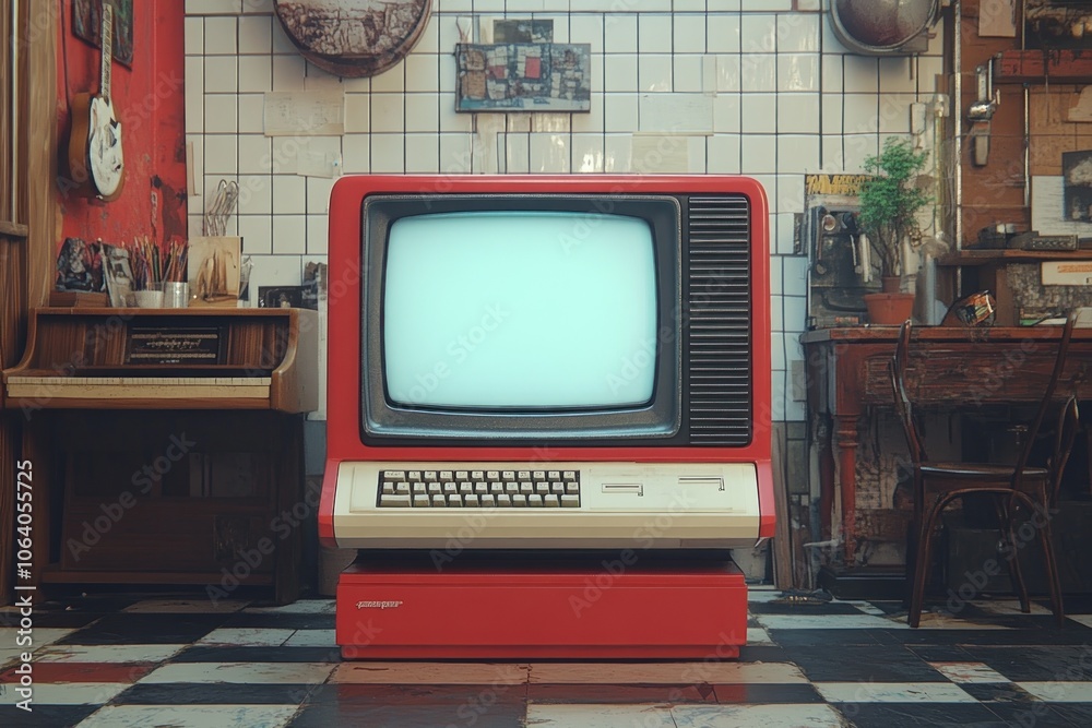 Retro Computer in Vintage Setting