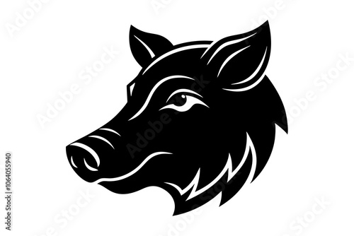 wild boar icon silhouette vector illustration .on white