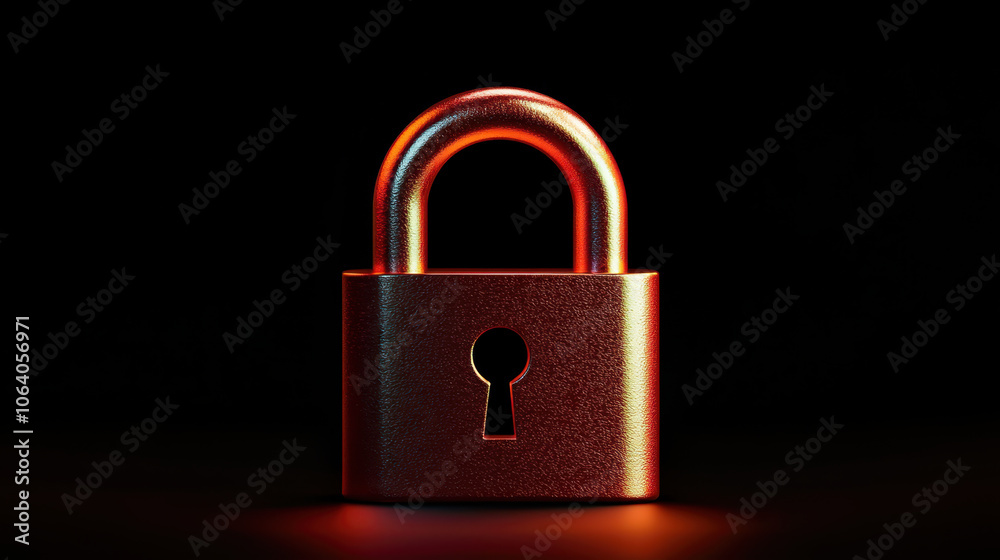 Secure padlock symbol glowing with layers of security and protection Secure padlock symbol glowing with layers of security and protection