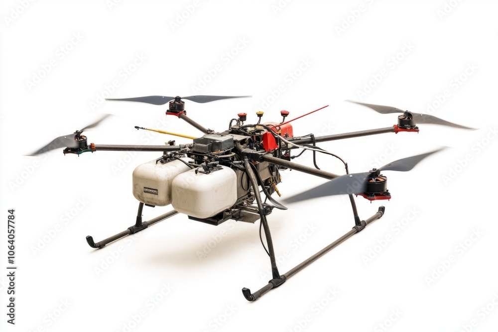 An advanced aerial drone for agricultural application. This high-tech device features multiple rotors. Ideal for crop monitoring and aerial spraying. Generative AI An advanced aerial drone for agricultural application. This high-tech device features multiple rotors. Ideal for crop monitoring and aerial spraying. Generative AI