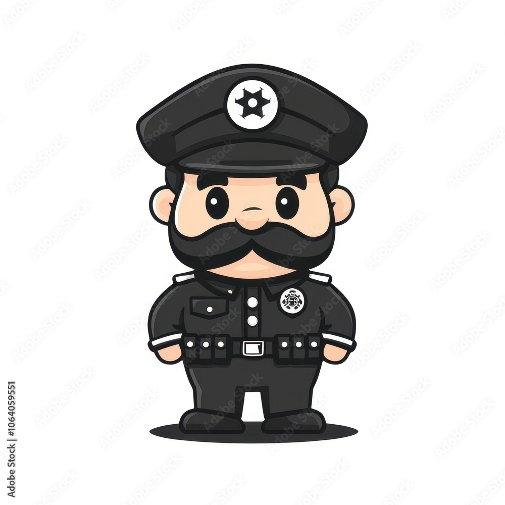 Cartoonish Policeman Character with Cowboy Hat and Star Badge Cartoonish Policeman Character with Cowboy Hat and Star Badge