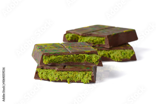 Canvas Print Dubai chocolate, Dubai chocolate with pistachio, kadaif chocolate