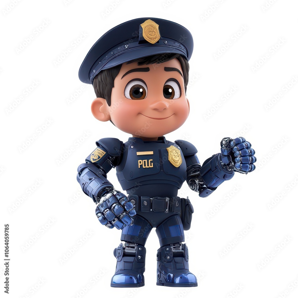 Cartoon Police Officer with a Green Uniform and Neutral Expression Cartoon Police Officer with a Green Uniform and Neutral Expression