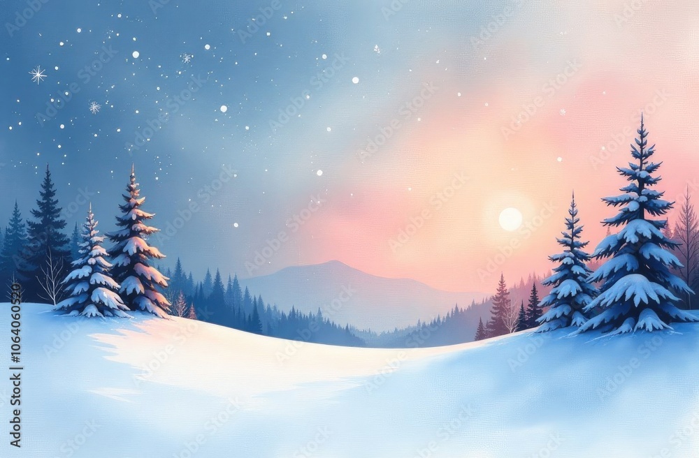 Winter festive new year forest, landscape, christmas. Banner watercolor Winter festive new year forest, landscape, christmas. Banner watercolor